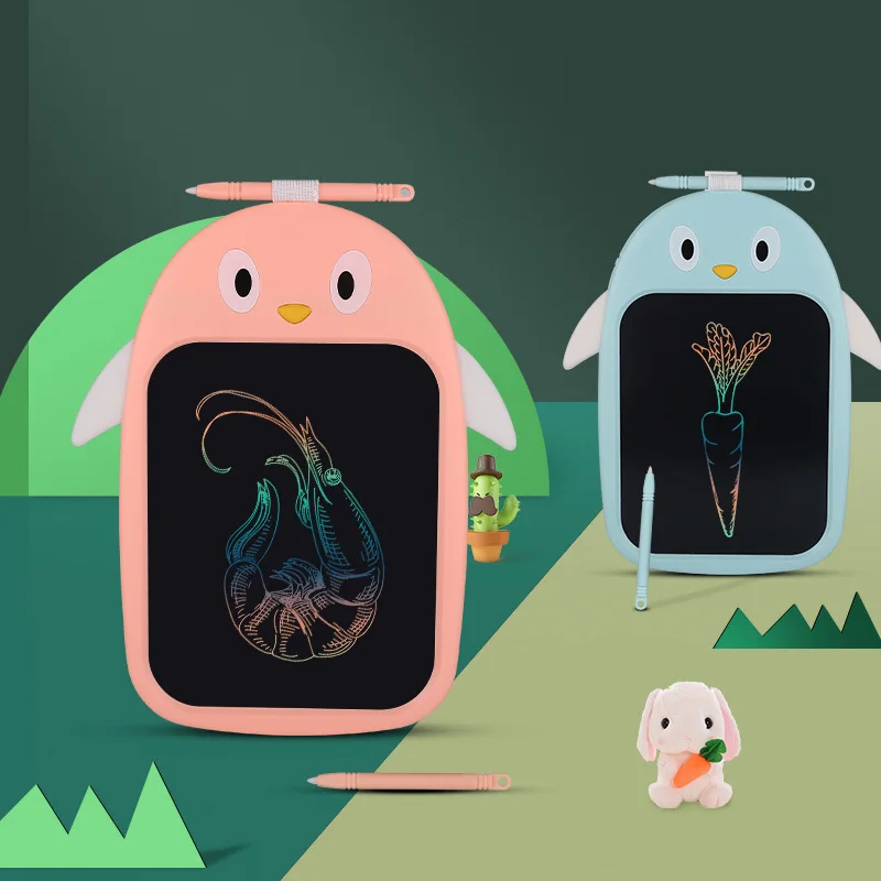 Mini Cartoon Lcd Digital Drawing Penguin Tablet Writing Board Kids Graffiti Sketchpad Magic Color Handwriting Blackboard School