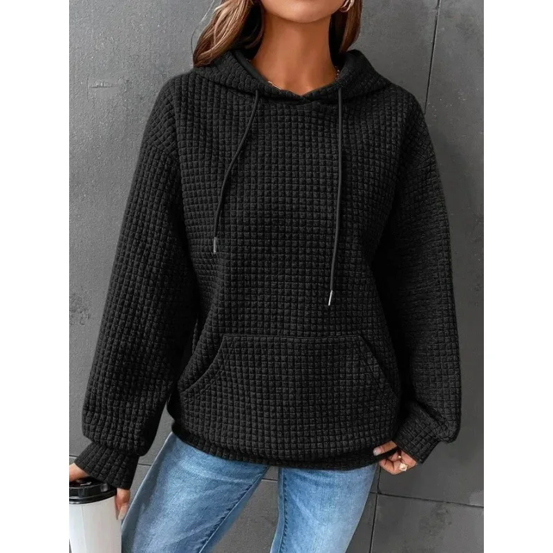 Women's Autumn and Winter Long Sleeved Popularity Hoodie Fashion Casual Versatile Loose and Comfortable Solid Color Tops