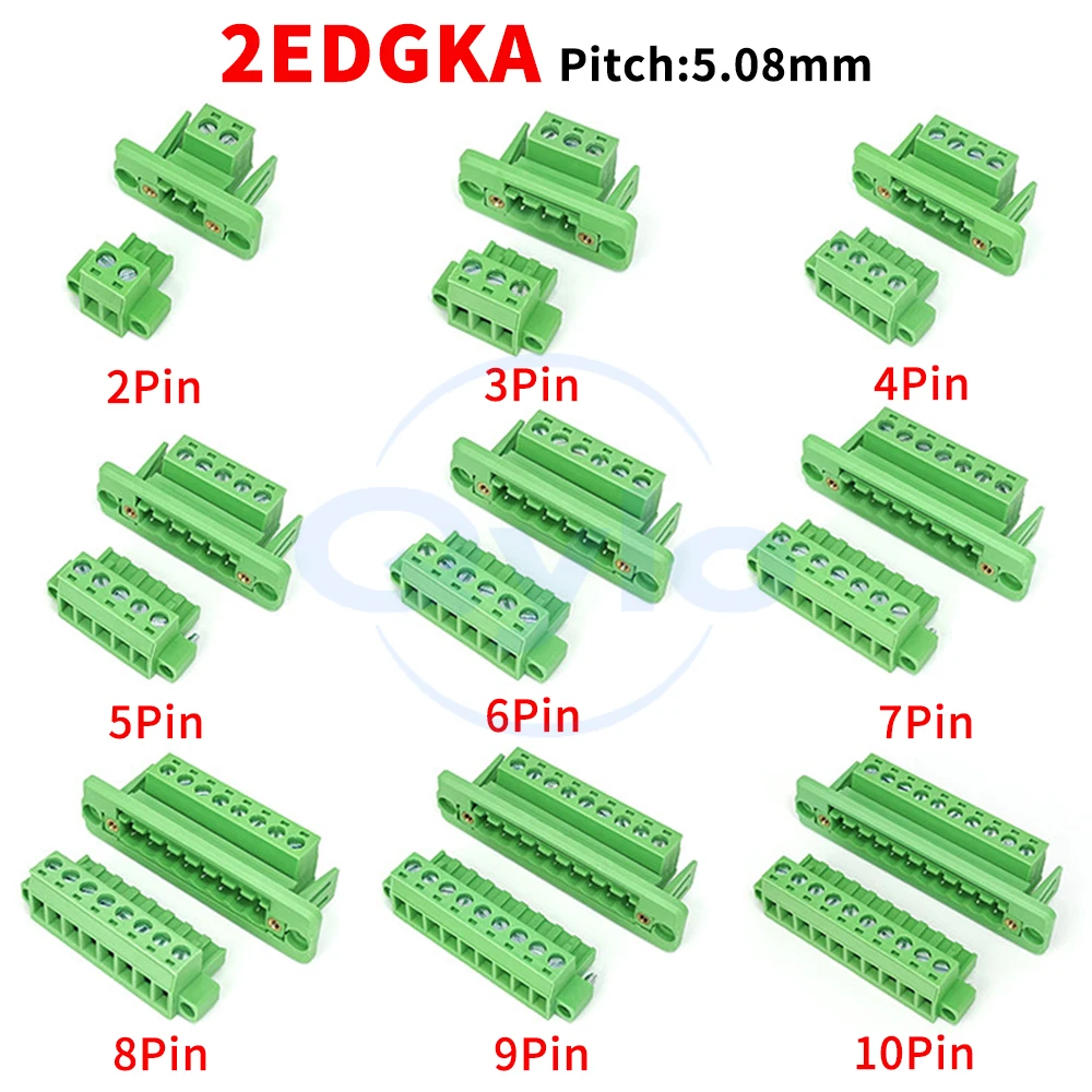 (1 Set) KF 2EDGKM 2EDGRKM 2EDGWC 5.08mm Through-Wall Mounting Panel Terminal Block Plug-in Connector Plug 15EDGKM/RKM 5.08 2~24P