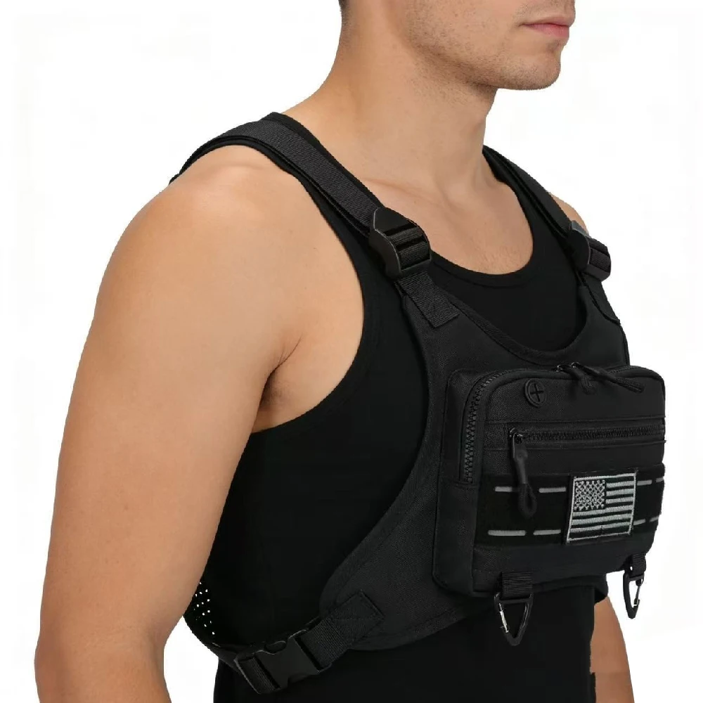 Leichte, wasserabweisende Sport-Brusttasche mit integriertem Handyfach zum Laufen, Radfahren und für den täglichen Gebrauch, für Damen und Herren. – Detail 3