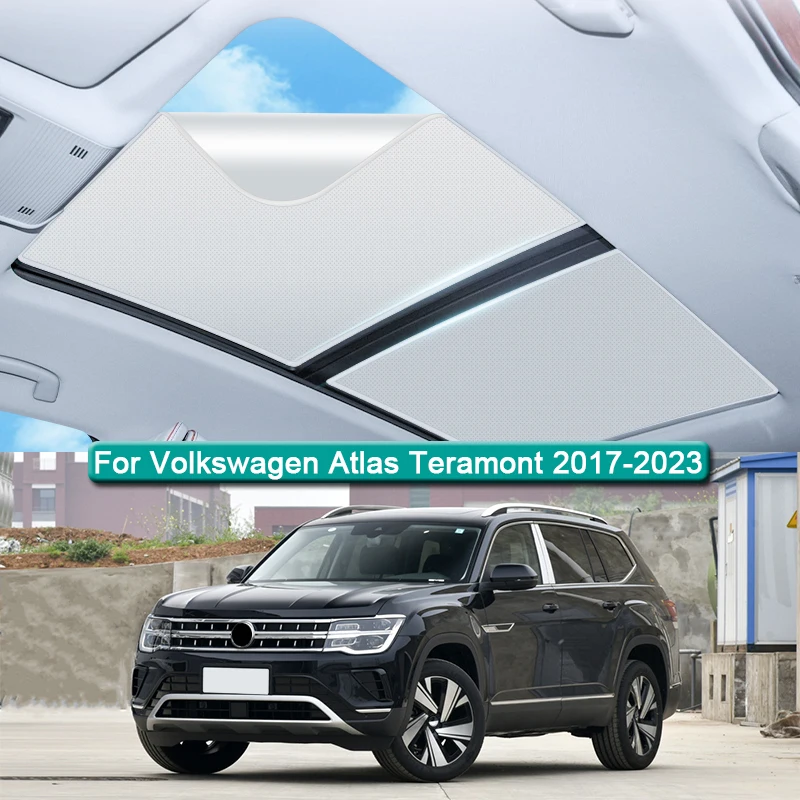 For Volkswagen Atlas Teramont 2017-2023 Electrostatic Adsorption Car Roof Sunshade Skylight Blind Shading Windshield Sunroof