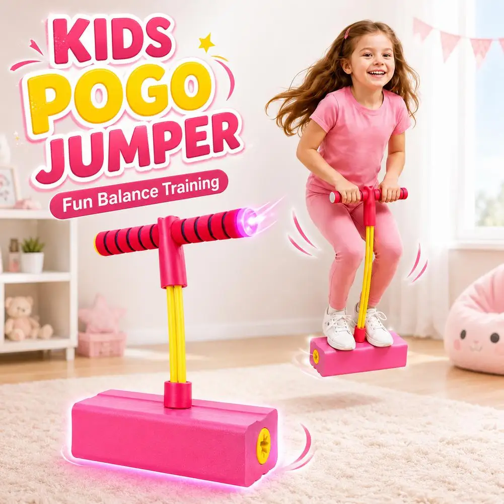 Foam Pogo Jumper Kids Balance Training Toy Height Growth Bounce Stick Squeaky Bungee Jumper Indoor Outdoor Sports Gift for Kids