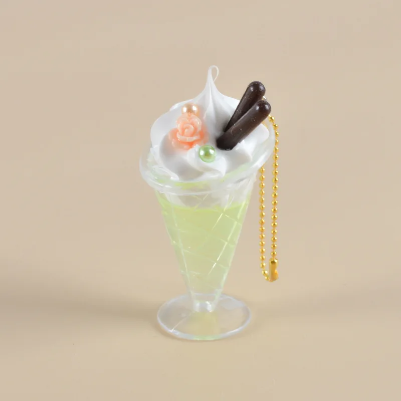 cocktail keychain Fruit Shake Keychain Ice Cream Cocktail Food Model Keychain Car Phone Bag Pendant Gift Ornaments Llaveros