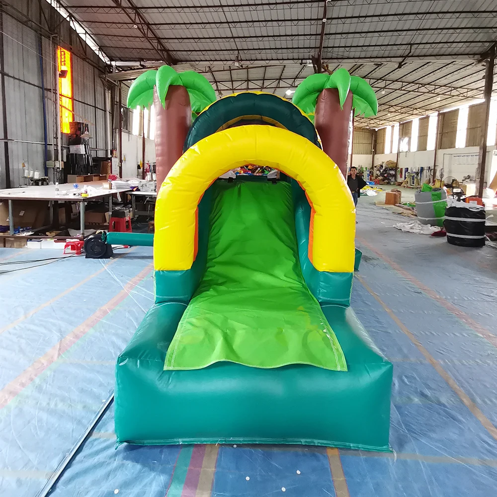 5X3M Large Commerical  Jungle Inflatable Tropical Bouncy Castle Jumping Bounce  House With Slide & Air Blower  for Kids Party