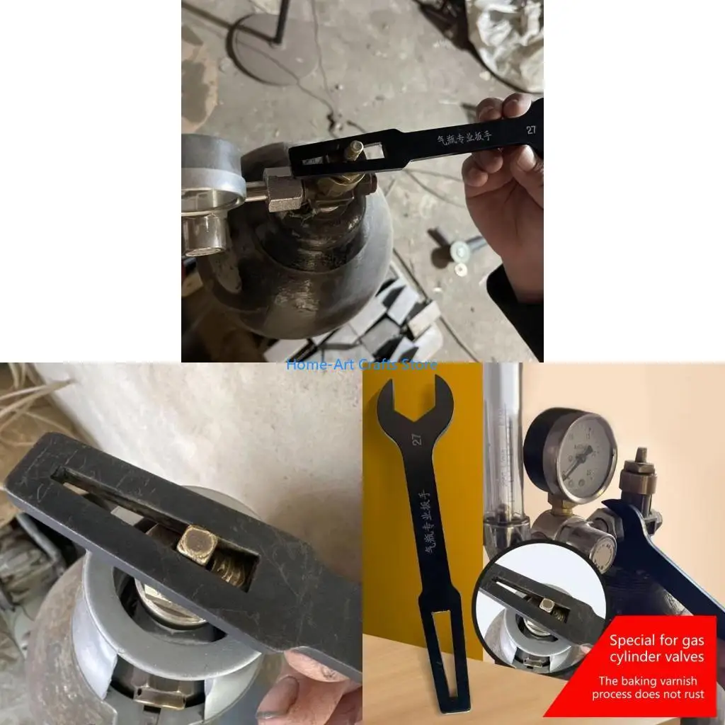 Y3NA Nonslip High Strength Cylinder Wrench Spanner 45# Steel Construction 6mm Thick Ergonomic Handle Suitable for Gas Valves