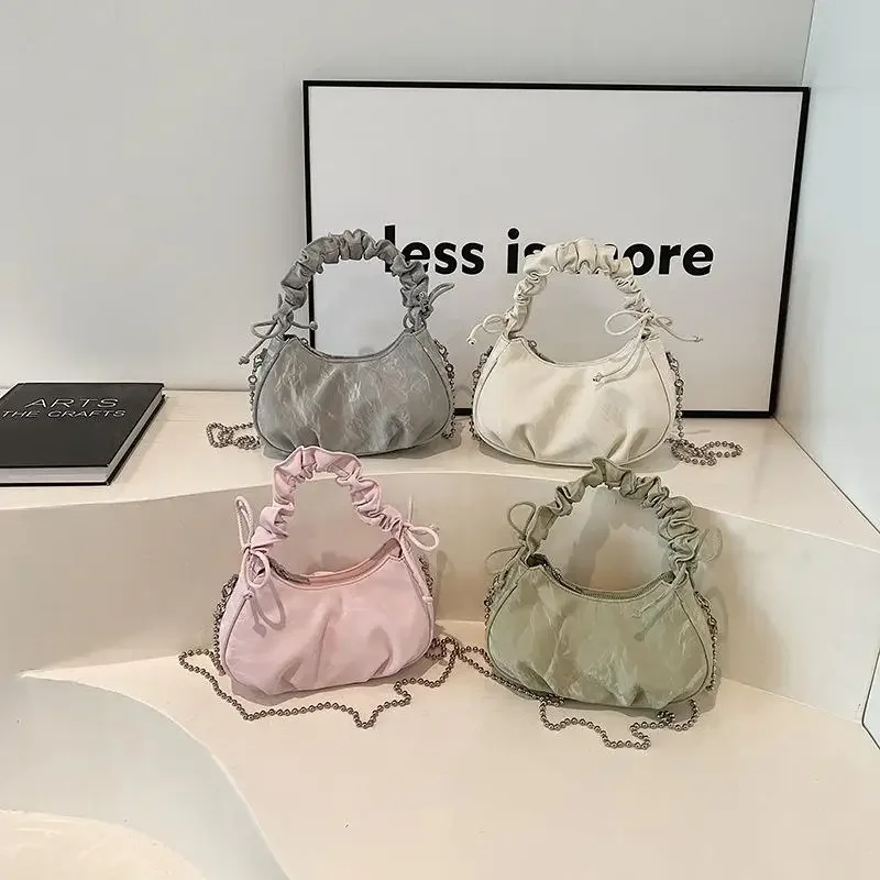 

Корейская модная сумка через плечо Plissierte, сумка для пельменей под мышками, модная сумка через плечо с цепочкой, женская универсальная сумка, подарки