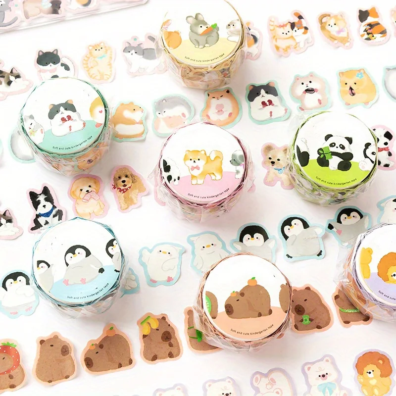 100pcs/roll Cartoon Special-shaped Washi Tape Cute Animal Stickers DIY Handbook Materials