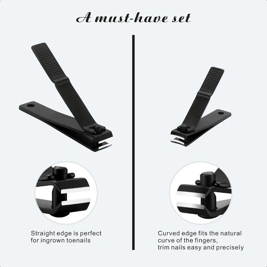 Nagelknipperset voor dikke nagels Vingernagelknipper met vijl Ultrascherpe snijder voor ingegroeide teennagelknipper Zwart
