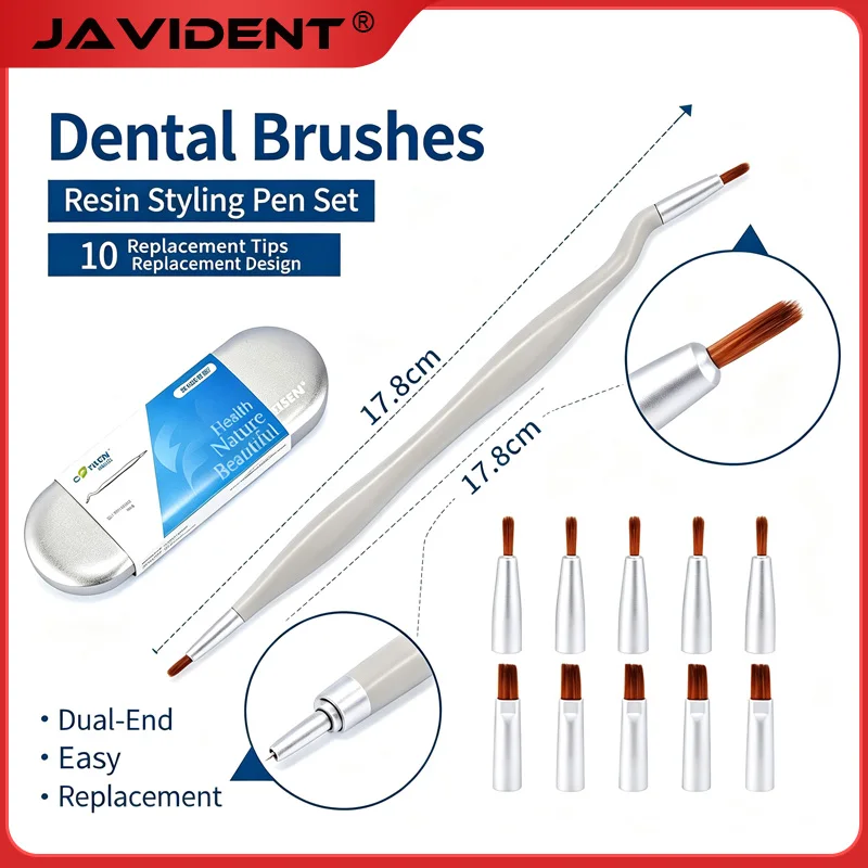 1Set Dental Composite Modeling Brush Kit Curved Tip Resin Sculpting Brush Pen Resin Aesthetic Restoration Tool