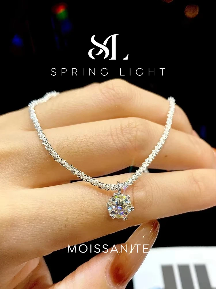 925 Sterling Silver Simple Classic 1ct Real Moissanite Diamond Bracelet for Women Eternity High Quality Fine Jewelry