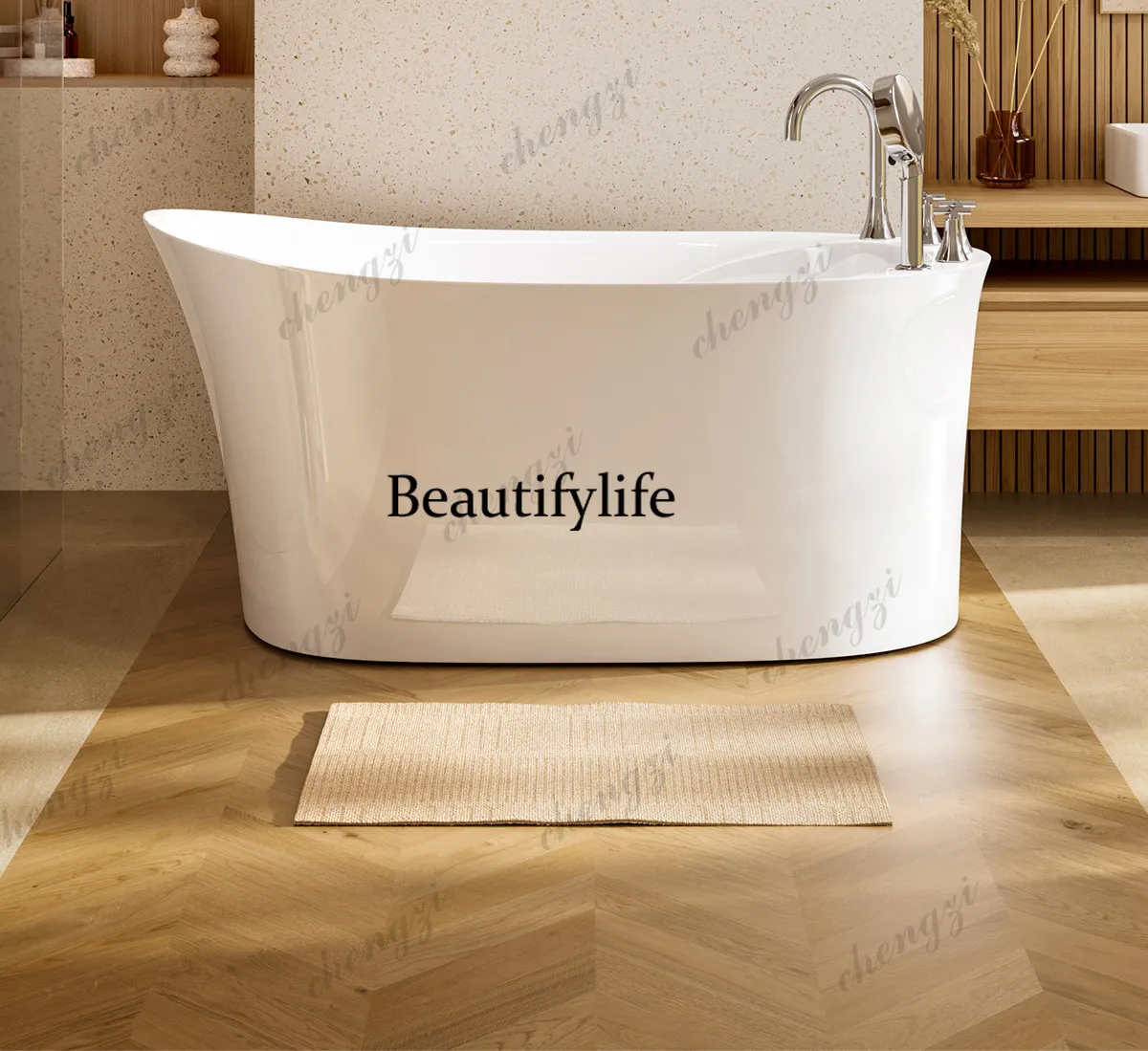 Acrylic small apartment with independent bathtub, sitting deep soaking bathroom, bathtub, movable