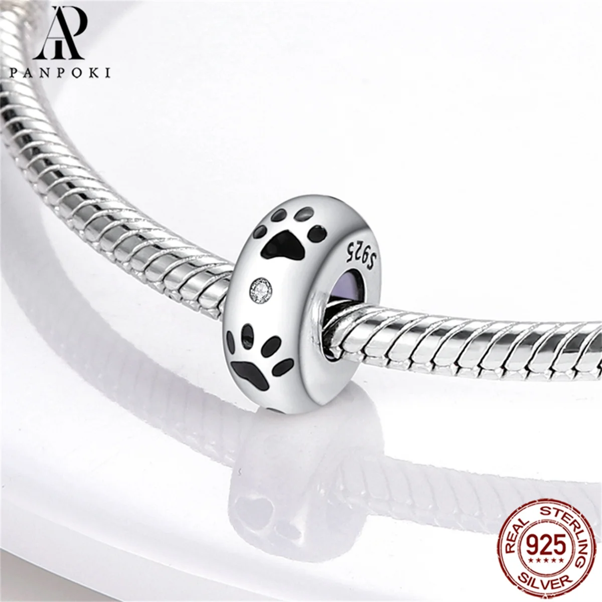 PANPOKI S925 Sterling Silver Silicone Spacers Beads Fit Wear Bracelets Necklace 2023 NEW Luxury Women Gift DIY Jewelry Making