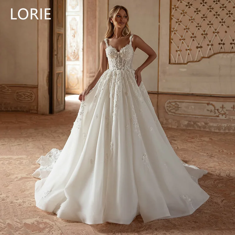 LORIE Lace Applique Sexy A-line Spaghetti Strap Tulle Wedding Dress Backless Bridal Gowns vestidos de novia Customized 2025