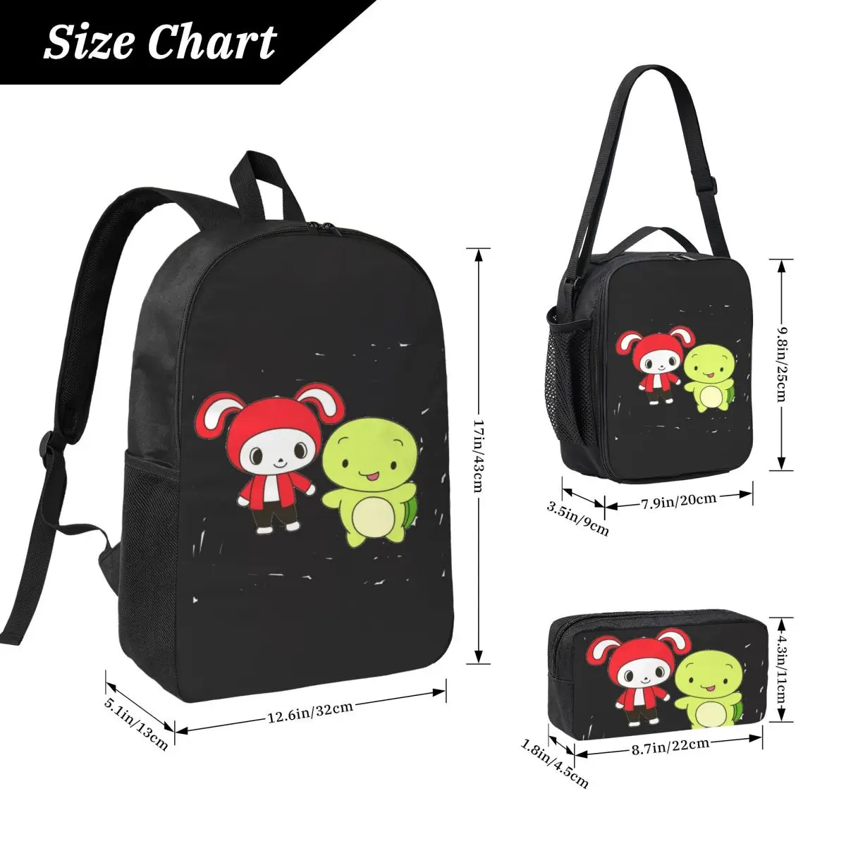 Jj Mikey Maizen 배낭 학생 소년 소녀 BookBag 학교 가방 노트북 어깨 가방 3ps 절연 점심 가방 연필 케이스