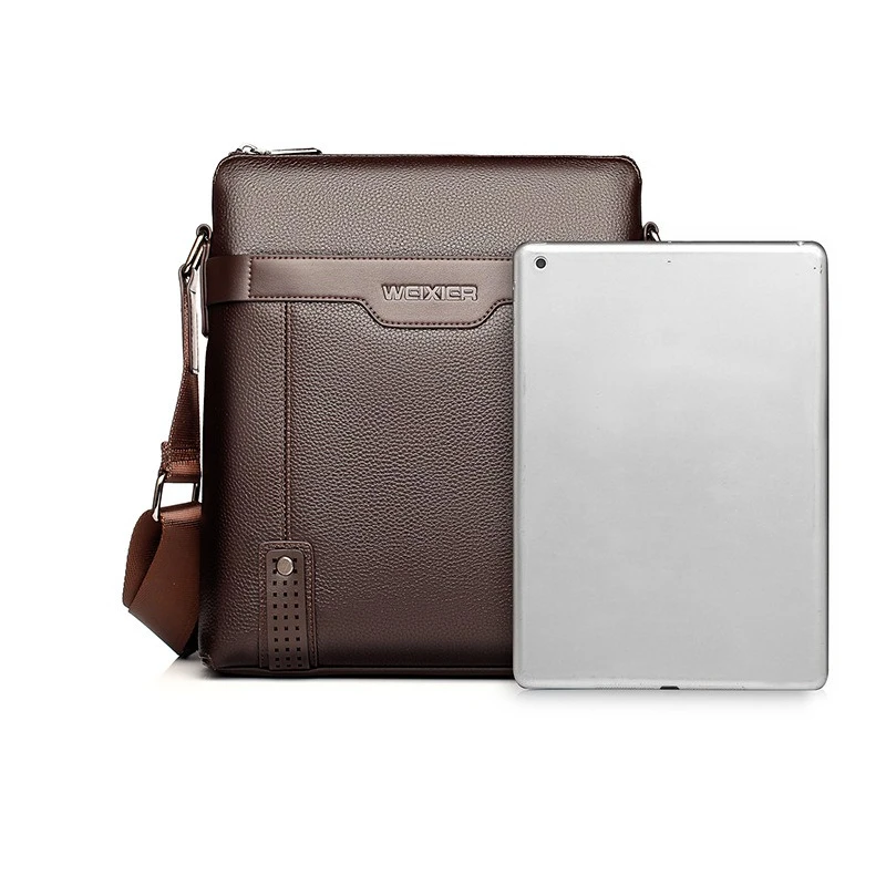 กระเป๋าสะพายข้างผู้ชายหนังสีดำสีน้ำตาลสีทึบ กระเป๋าผู้ชายความจุขนาดใหญ่แบบลำลองสำหรับการเดินทางเพื่อธุรกิจและการใช้งานในชีวิตประจำวัน