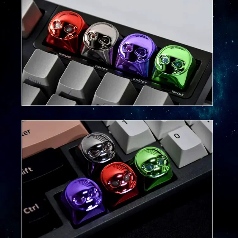 Alien-teclas transparentes 3D personalizadas, teclas de punto de dirección ESC, fantasma dorado, artesano, Teclado mecánico, accesorios para jugadores