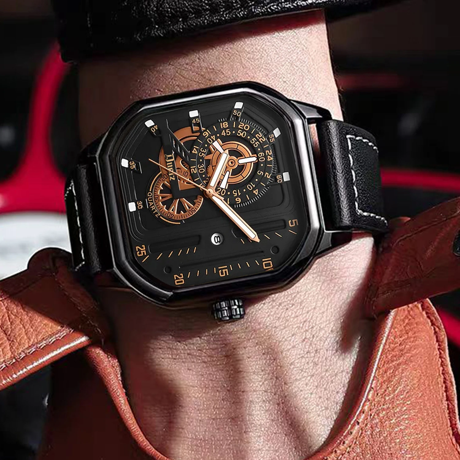 ساعة رجالية عصرية بحزام جلدي كاجوال مربعة للرجال ساعة هدية لصديقك ساعة رجالية