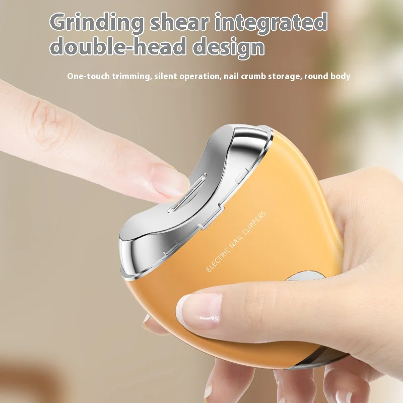 Electric Nail Clipper With LED Light 3 Gears Double-Headed Cute Mango Shape Trimmer And Polisher Baby Toes Nail Clipper