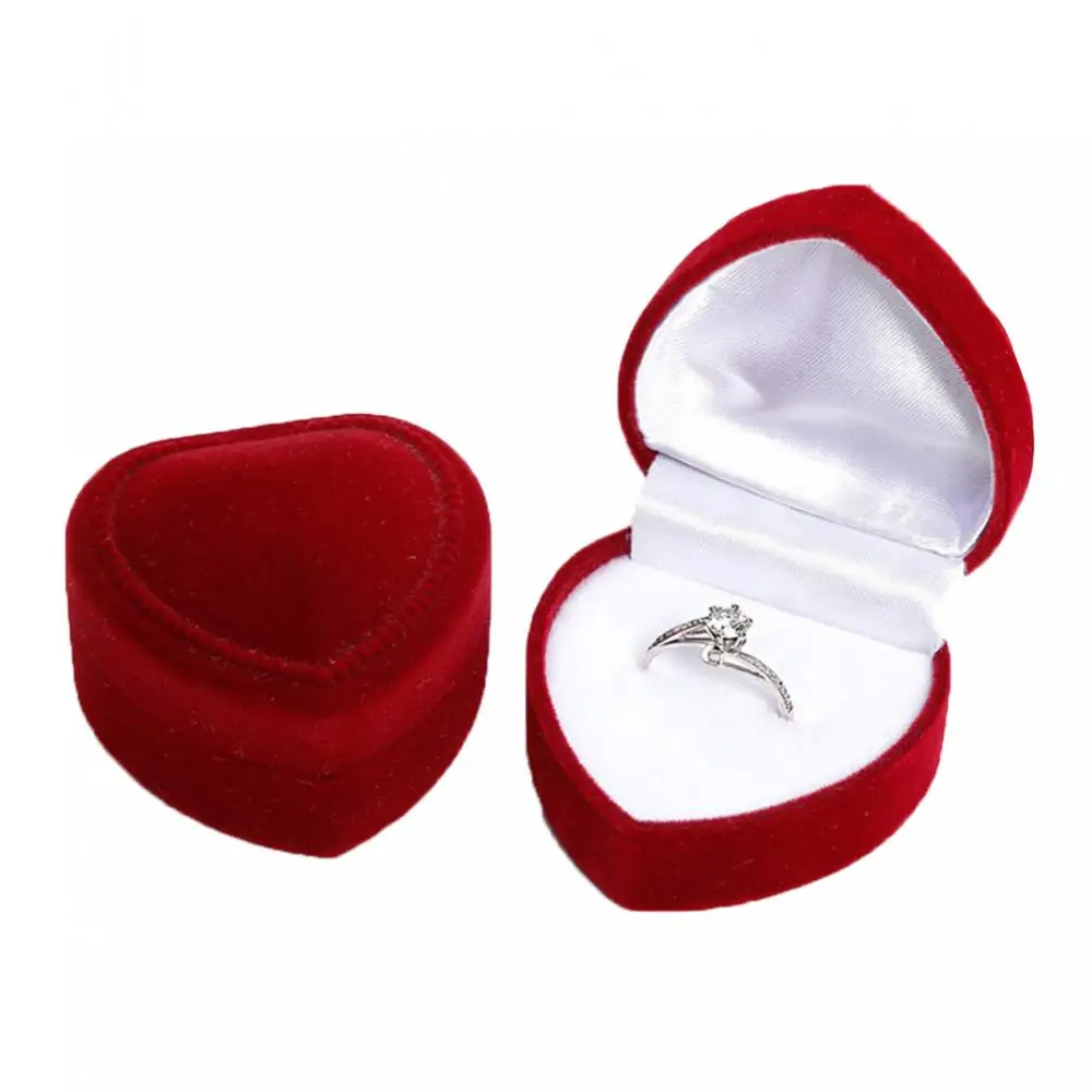 Luxury Velvet Oval Couple Ring Box Ear Stud Jewelry Display Holder Storage Box Container