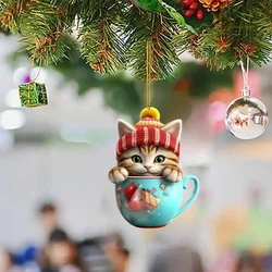 Christmas Tree Cat Pendant Acrylic Fun Christmas Decorations Party Decorations Christmas Gifts