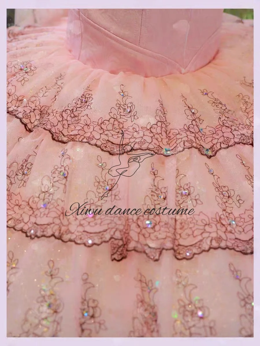 新しいチュチュスカート子供の白いダンスドレス競技ポンスカート大人のバレエスカートプロのカスタマイズされたパフォーマンスドレス