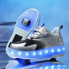 

Children's Wheels Luminous Glowing Sneakers Black Pink Led Light Roller Skate Shoes Kids Shoes for Boys Girls Women USB Charging