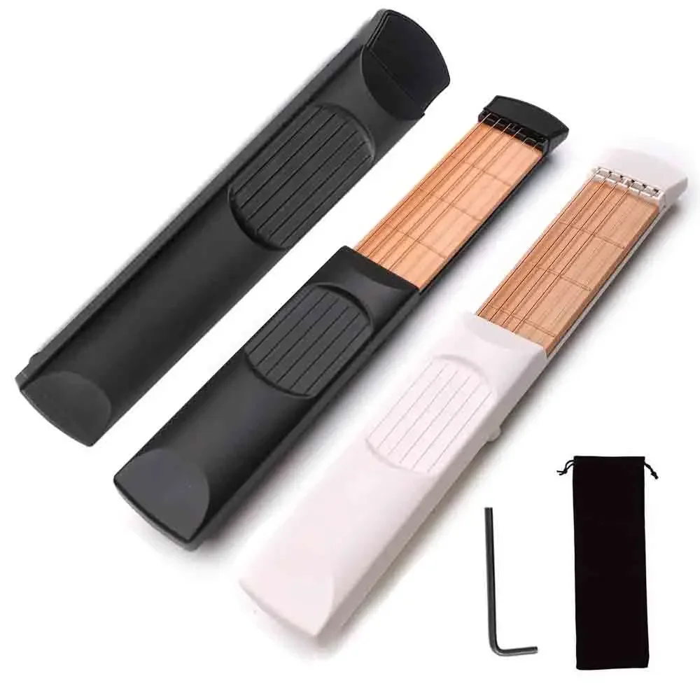 

6 String 6 Fret Model Portable Pocket Guitar Neck Chord Trainer Sapele Wood Guitar Practice Tool for Trainer Beginner Black