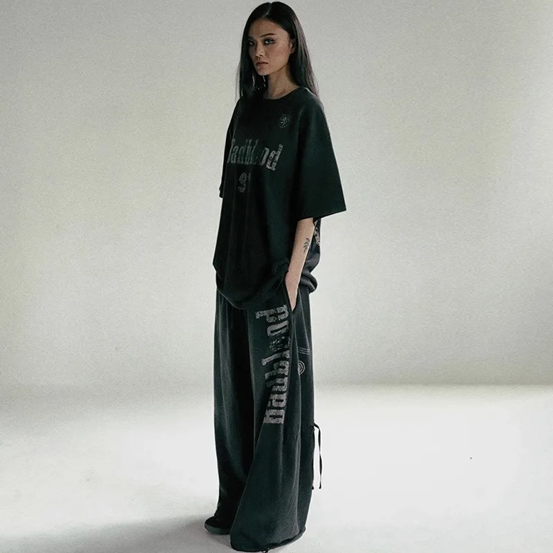 Badblood Sweatpants Korea Retro Casual Pants Women Loose Washed Old Sports Pants