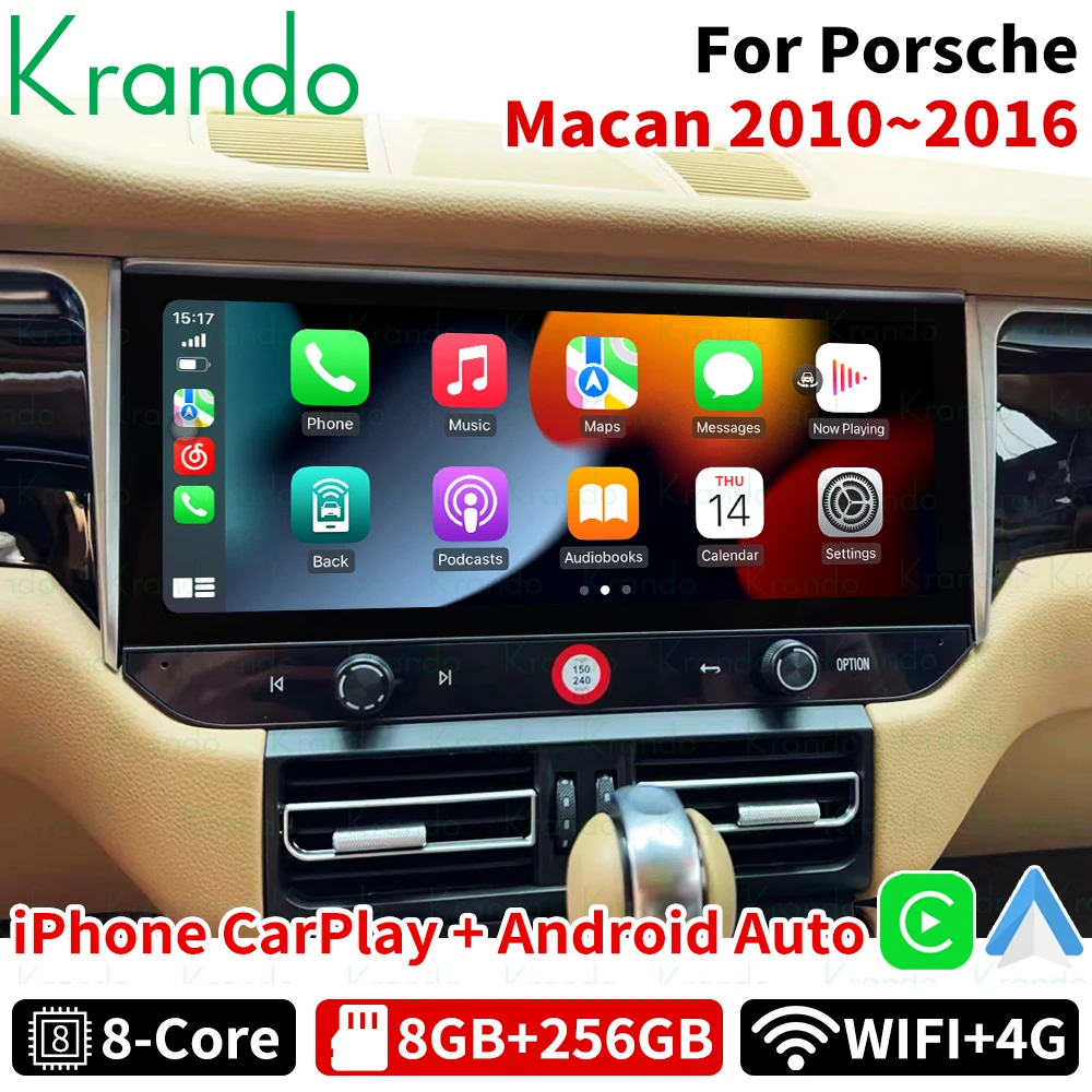 

Krando 12.3'' Car Radio Stereo Receiver For Porsche Macan 2012 - 2016 Android Auto Player Navigation GPS Map WIFI DVD Head Unit