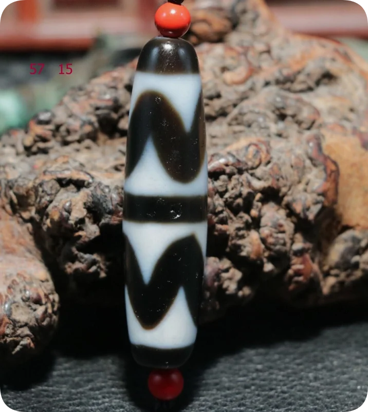 Energy Tibetan Top Old Agate Double Tiger Tooth dZi Bead Pendant Totem Amulet LK