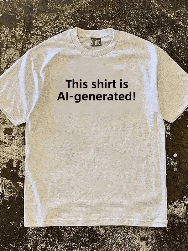 AI Generated Creative Fun Text Simple Print Comfortable Breathable Casual Pure Cotton Short Sleeve T-Shirt Unisex Summer Wear