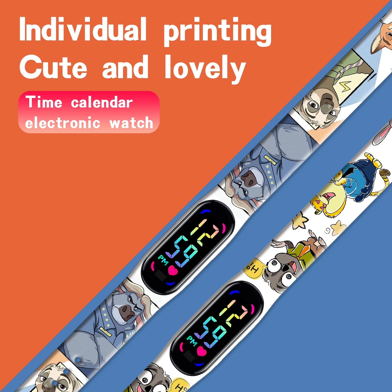 디즈니 주토피아 프린트 시계줄 샤오미 미 밴드 7 6 5 4용 손목 스트랩 교체 가능한 팔찌 미 밴드 스마트워치 액세서리