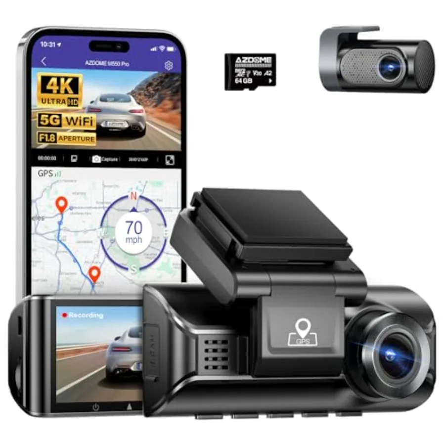 

Видеорегистратор M550 Pro 2CH 4K с 3,19-дюймовым экраном, ИК ночным видением и режимом парковки 24/7 - двухканальный видеорегистратор с 3,19-дюймовым IPS-экраном