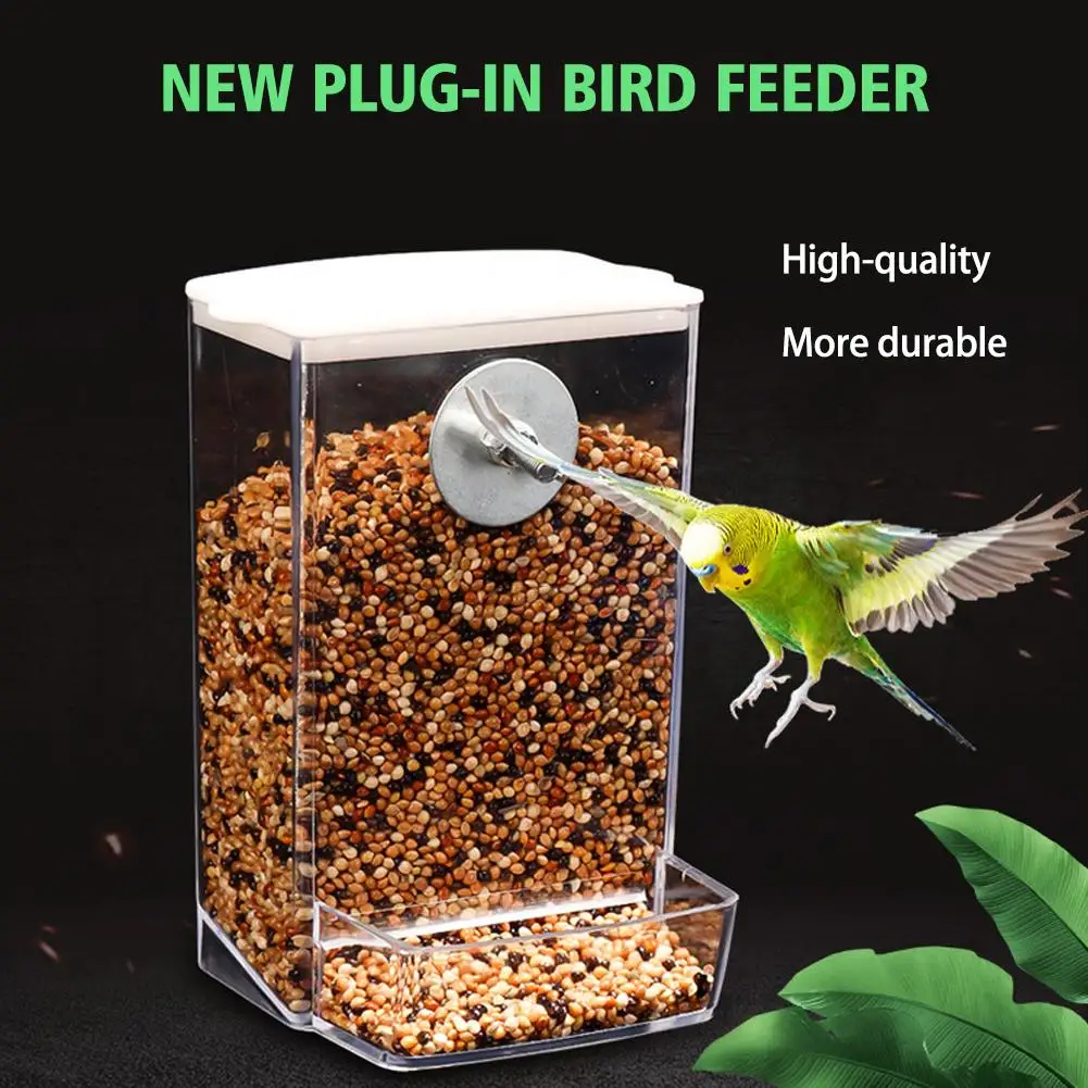 Bird Feeder With Dustproof Lid Anti-spill Transparent Feeder Pet Box Parrot Parakeet Finch Cockatiel Supplies C7G8