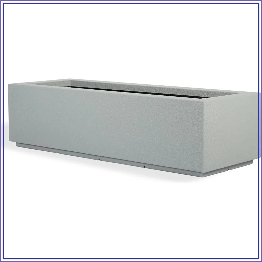 PolyStone Riviera Rectangular Trough Planter 46x17x12 Lightweight Indoor Outdoor Resin Drainage Gray