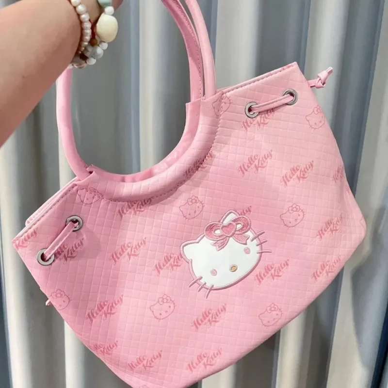 Fashion Korean Version 2024 New Hello Kitty Tote Bag Girl Heart Cartoon Large Capacity One Shoulder Handheld Versatile Outing