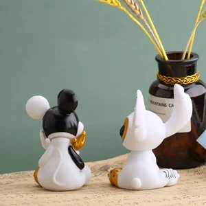 Disney-Ponto Mickey Mouse Action Figure, Preto, Dourado, Desenhos Animados Fofos, Figuras Anime, Carro, Decoração para Casa, Brinquedos de Coleção Infantil 10 principais vendas bonecos turma do mickey - №3