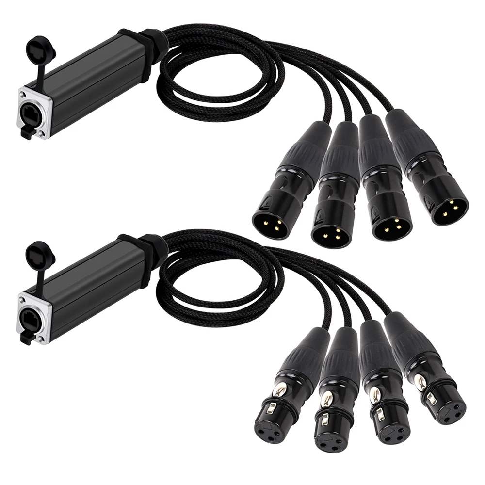 Pair of RJ45 Female to XLR Audio Cable with Gold Plated XLR,DMX Splitter for Network Extension of Stage and Studio Recording