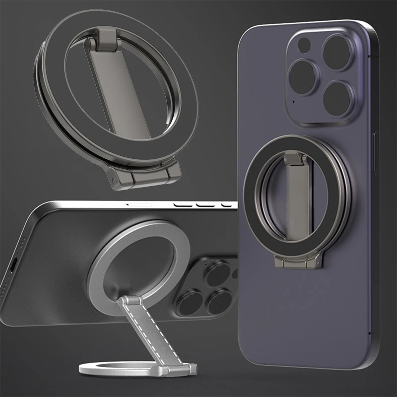 

Magnetic Mobile Phone Finger Ring Holder Phone Bracket Foldable Smart Phone Grip Kickstand For MagSafe IPhone 16 Samsung Xiaomi