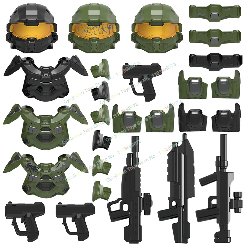 TT009-011 Soldats blindés Guerriers verts Blocs de construction Briques Figurines d'action Accessoires Modèles Briques Poupées Enfants pour Jouets
