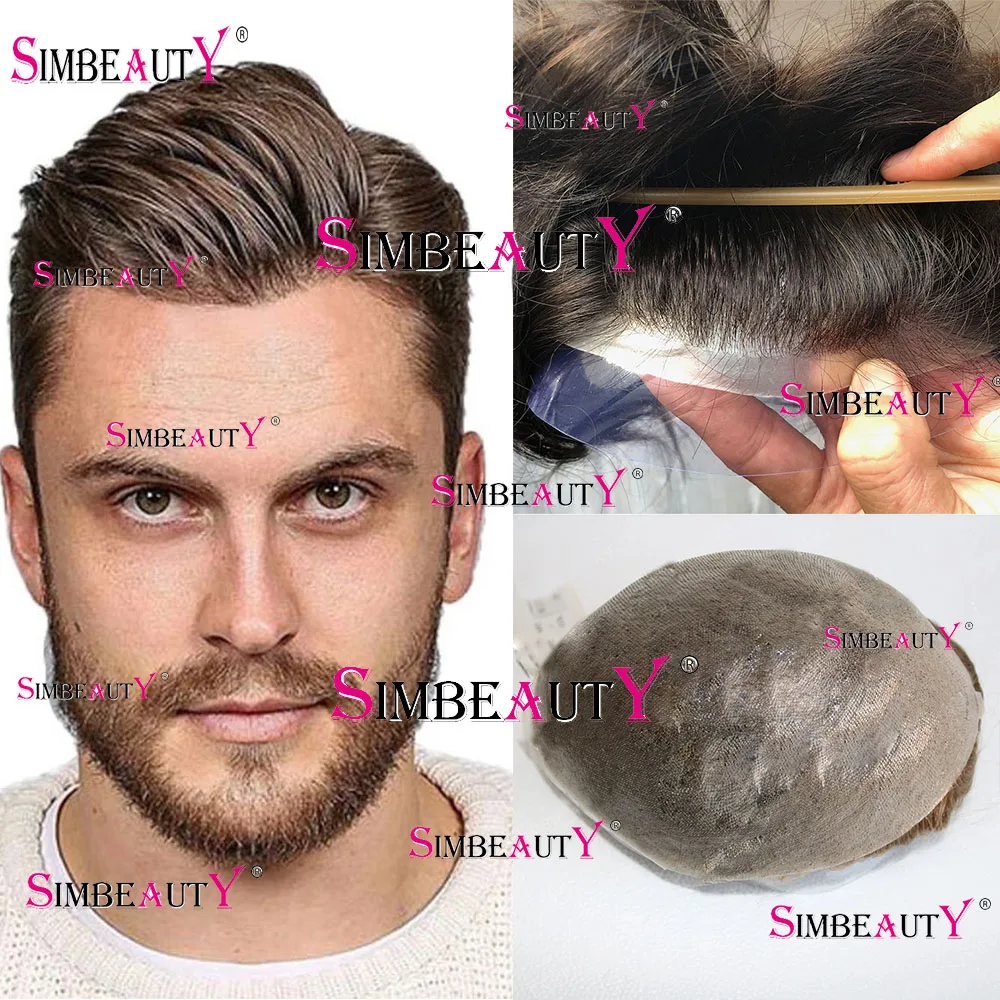 

Undetectable Super Thin 0.02mm Full Pu Base Men Toupee Durable Natural Hairline Human Hair Male Wigs V Loop Capillary Prosthesis