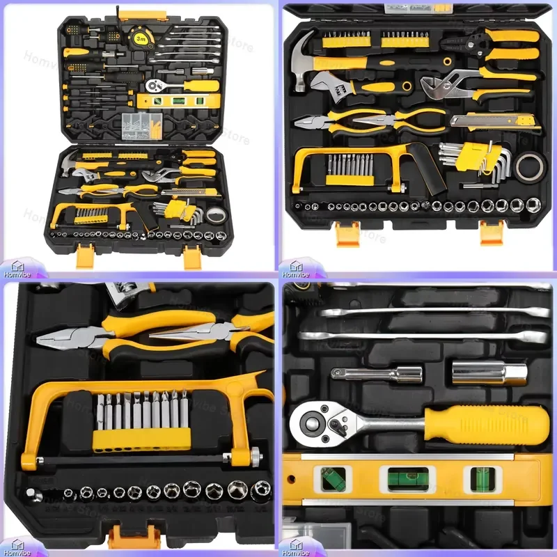 

198-Piece Professional Auto Repair Tool Set Home Workshop Kit with Hard Case Socket Wrench Screwdriver Set for Car