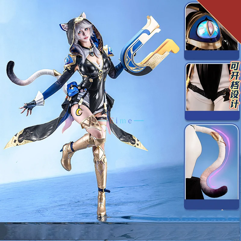 

Game Honkai Star Rail Cipher Cosplay Costume Cat Cifera Outfits Women Fancy Suit with Hat Halloween Party Uniforms Custom Made