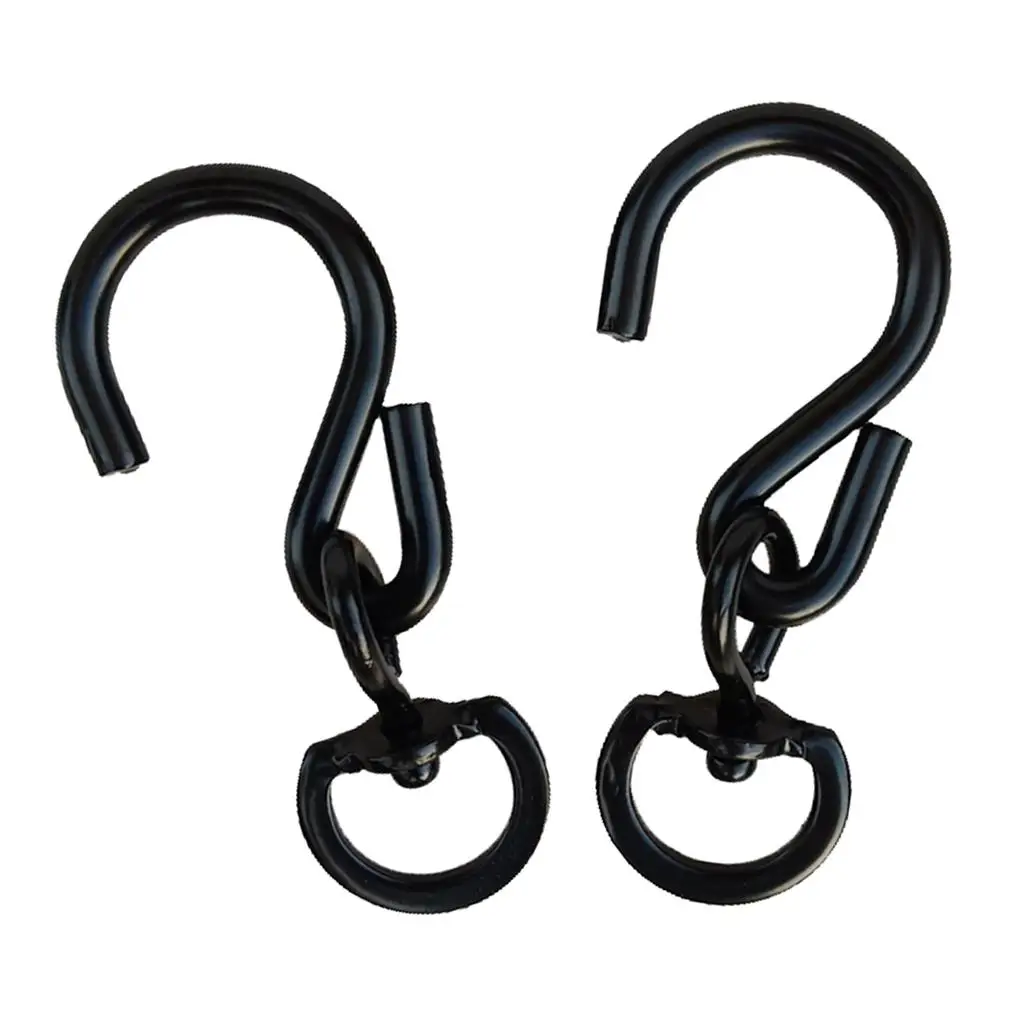 Pack of 2 Smooth Hanging Basket Hooks Swivel Hook for Hanging Plants Chimes Bird Feeder, Black