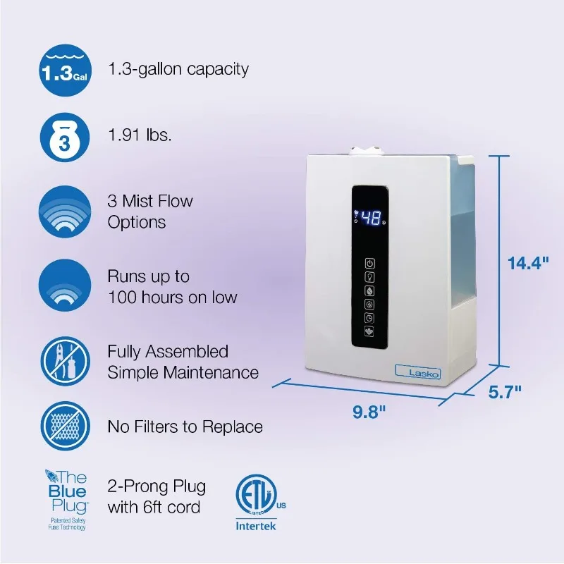 Regulador y temporizador de humedad, Humidificador ultrasónico de doble niebla, silencioso y relajante