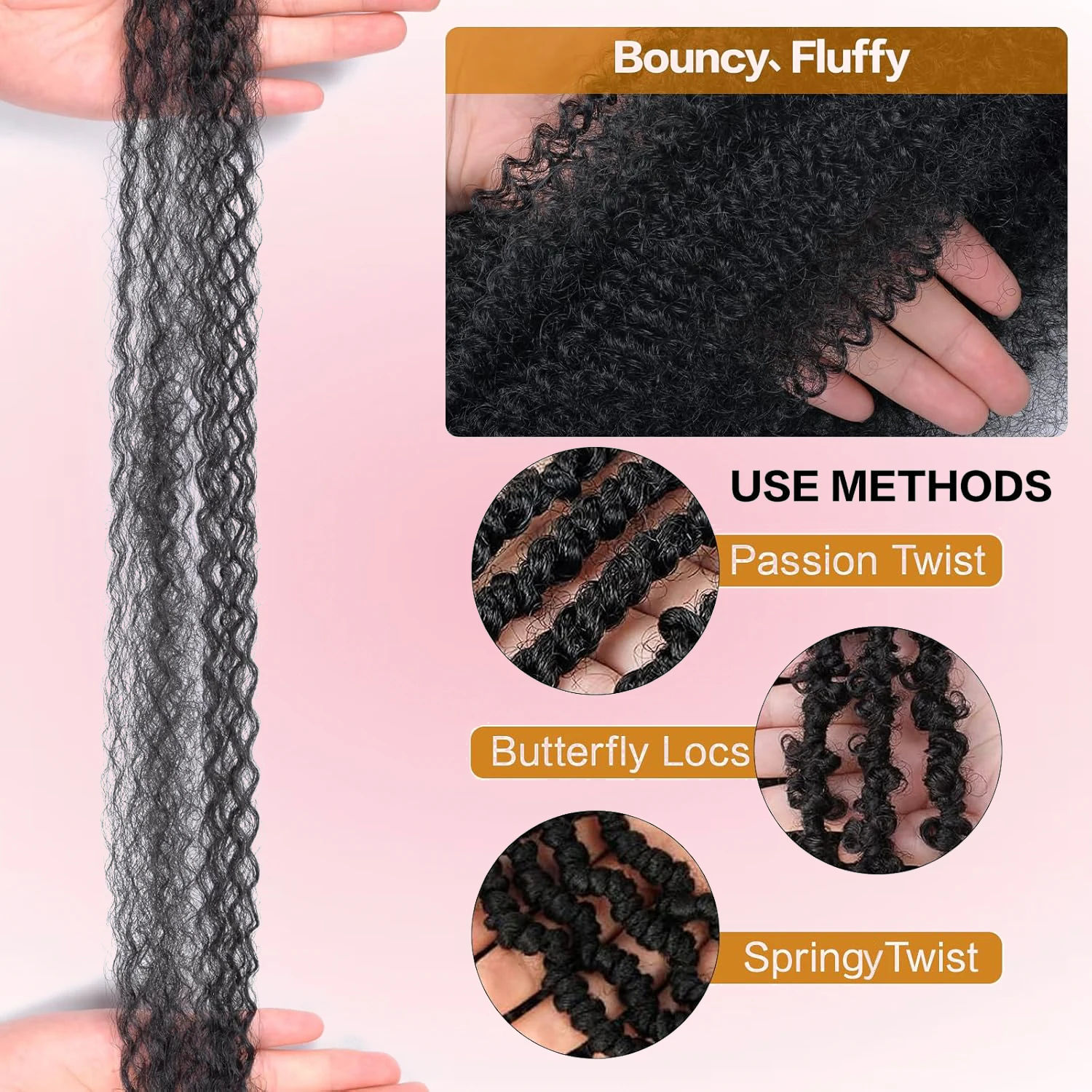 Afro Twist Hair Pre Fluffed Springy Twist Synthetic Hair Pre Stretched Wrapping Hair for Soft Locs Hair  Extensions