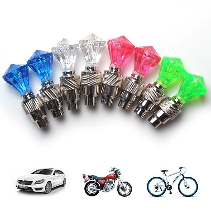 حار 2 قطعة دراجة الإطارات غطاء صمام ضوء دراجة نارية عجلة السيارة تكلم جوهرة شكل النيون مصباح ليد فلاش مصباح الدراجات اكسسوارات #5