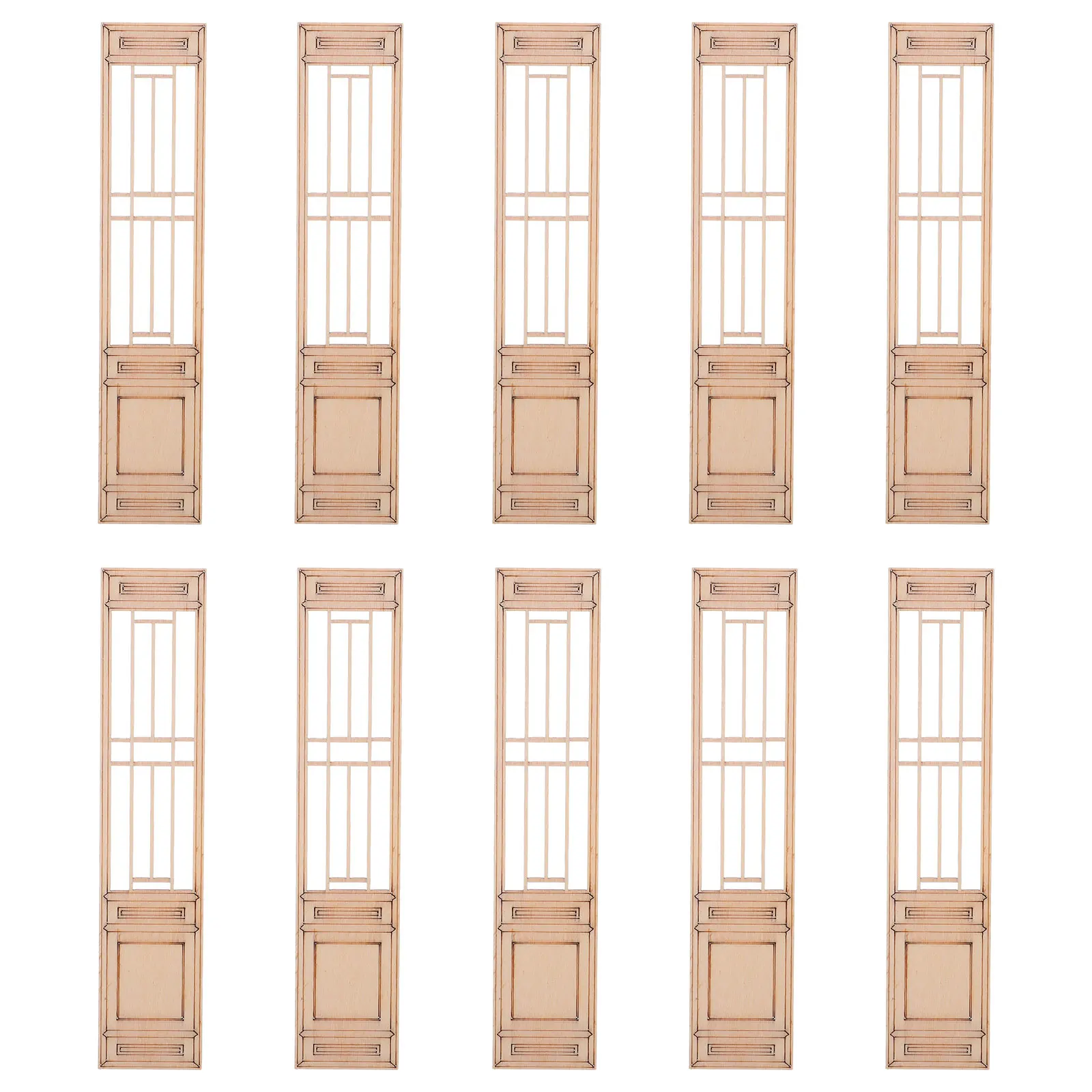 

10pcs Miniature Wooden Screen Beige Geometric Style Decorative Divider For Dollhouse Fairy Garden Diy Micro Landscape Supplies