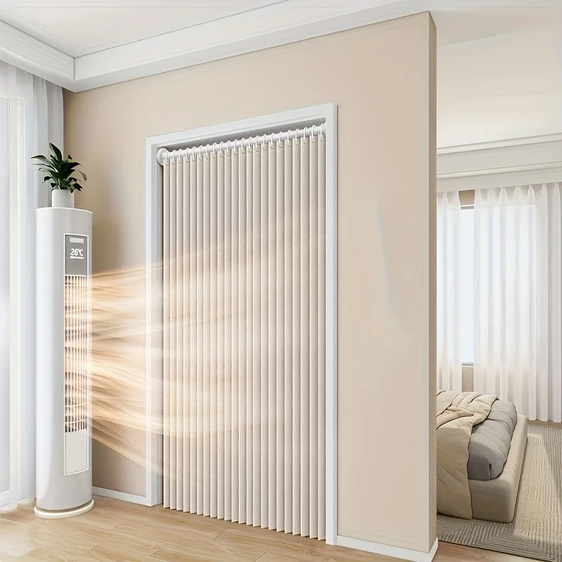 Elegant Fashionable Foldable Door Curtain No Punching Design Invisible Storage Stylish And Beautiful Home Decoration Essential