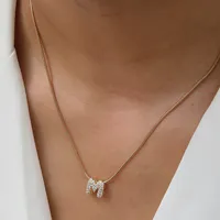 Letter Necklace Stainless Steel CZ Zircon Tiny Initial Letter Pendant Necklace for Women Fashion Jewelry Luxury Party